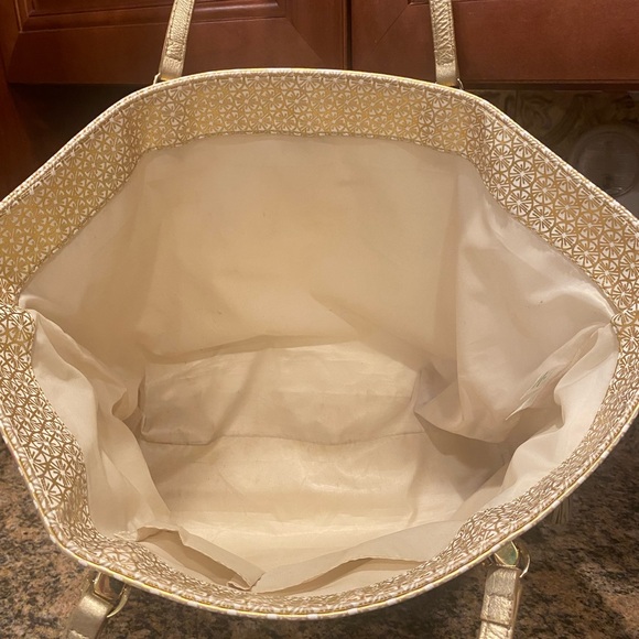 Lilly Pulitzer Gold and Cream Tote Bag
